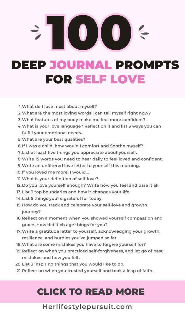 100 Journaling prompts for self love